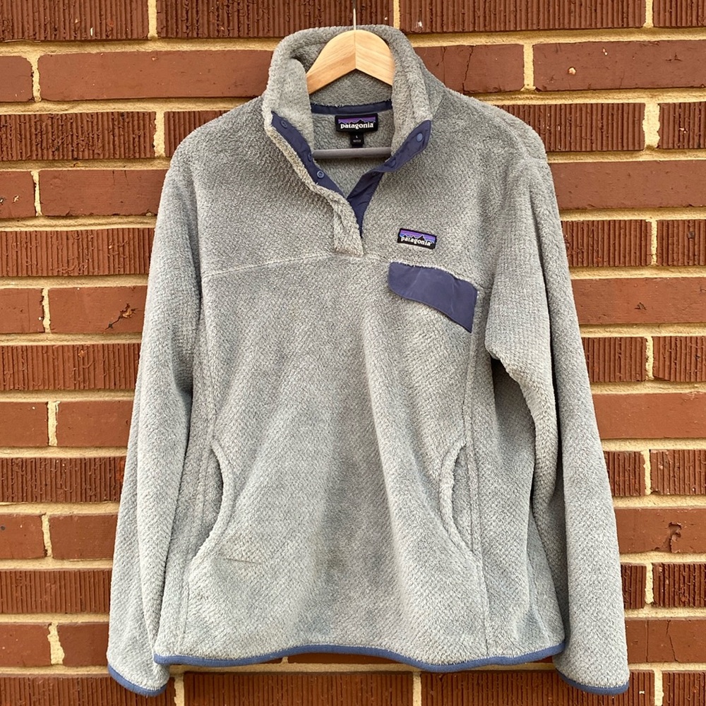 Patagonia Women's Re-Tool Snap-T Pullover Tailored Grey Dolomite Blue Pullover L - Picture 2 of 8